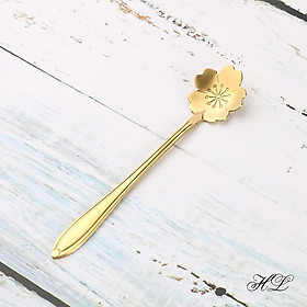 Thìa nĩa inox vàng tạo hình cao cấp | Thìa nĩa hoa anh đào cao cấp