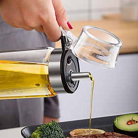 Mua Chai Bình Thủy Tinh Đựng Dầu Ăn Chia Vạch  Tay Cầm Thép  Nắp Mở Tự Động Dung Tích 500ML