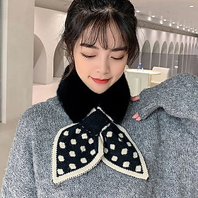 Khăn Quàng Cổ Lông Thỏ hình nơ dày dặn giữ ấm mềm mịn, dễ thương, phong cách - Xám
