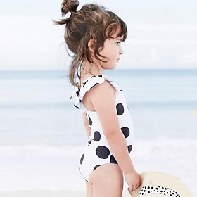 Bộ bơi liền thân chấm bi đẹp cho bé gái, có kèm mũ, size từ 8kg | BT07