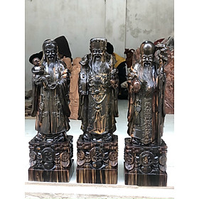 Bộ tượng phật tam đa phúc lộc thọ bằng gỗ mun hoa kt cao 50×15×13cm
