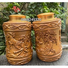 Mua Hộp đựng trà (chè) khắc bát mã bằng gỗ ngọc am thơm nức kt cao 20×12×12cm