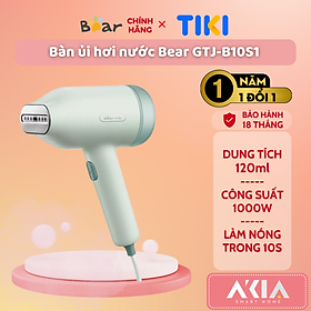 Bàn ủi hơi nước cầm tay Bear GTJ-B10S1 - Dung tích 120ml, Công suất 1000W, Là quần áo dễ dàng, Làm nóng trong 10s - HÀNG CHÍNH HÃNG