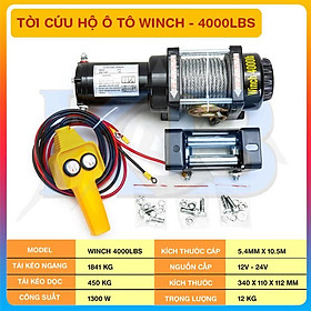 Tời Ắc Quy -Tời cứu hộ ô tô Winch 4000LBS (1800kg)