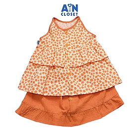 Bộ áo váy ngắn bé gái hoạ tiết Hoa cam bèo 2 tầng - AICDBGWQD8GT - AIN Closet