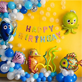 Bộ bong bóng trang trí sinh nhật biển xanh - Birthday Set tcl50
