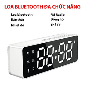 Loa Bluetooth Không Dây Đa Chức Năng Âm Thanh Sống Động, Loa, Đồng Hồ, Báo Thức, Đo Nhiệt Độ, Có Khe Cắm Thẻ Nhớ Giá Sốc