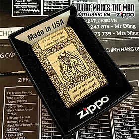 Bật Lửa Zippo 250 Trắng Bóng Khắc Đức Mẹ 06 – Zippo 250.Ducme06