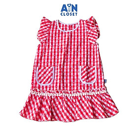 Đầm bé gái họa tiết Caro đỏ cotton form suông - AICDBGPJBLT9 - AIN Closet