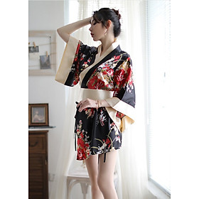 Bộ đồ ngủ Kimono phong cách Nhật Bản quyến rũ - Màu đen