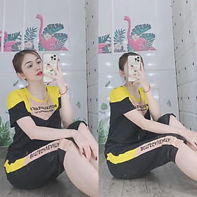 Đồ bộ mặc nhà lửng nữ phối màu xinh xắn thun cotton mát mịn size từ 40-64kg