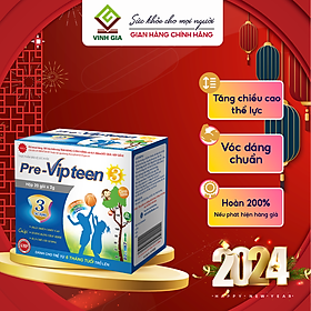 Cốm Bổ Sung Canxi Tăng Chiều Cao Pre-Vipteen 3 VINH GIA Dành Cho Trẻ Từ 6 Tháng Tuổi Hộp 20 Gói