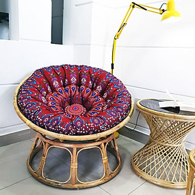 Ghế papasan (vải bố in hoạ tiết) + đôn ghác chân