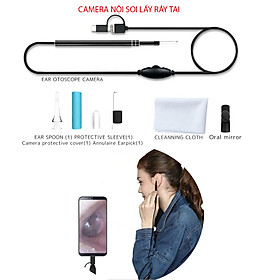 Mua Dụng cụ lấy ráy tai dạng camera hỗ trợ smartphone android và máy tính (với 3 đầu kết nối USB  mUSB và Type C)