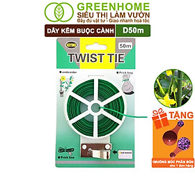 Hình ảnh Dây Buộc Cành Greenhome, Dài 50m, Kẽm Bọc Nhựa, Tích Hợp Đầu Cắt Tiện Lợi, Cố Định Thân Cây, Làm Giàn Leo