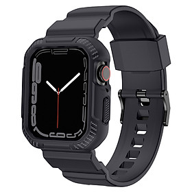 Ốp Case bảo vệ tích hợp dây đeo Vân Carbon cho Apple Watch Series 1/2/3/4/5/6/SE/7/8/9/SE2 Size 38/40/41mm & 42/44/45mm - Hàng Chính Hãng