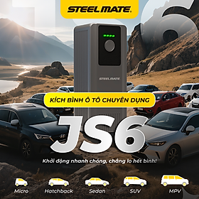Kích Bình Ô Tô STEELMATE JS6 – Hỗ Trợ Động Cơ Xăng 2.0L, Dầu 1.5L, Tích Hợp Sạc Dự Phòng, Đèn LED Cảnh Báo, Bảo Hành 2 Năm