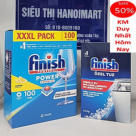 COMBO FINISH: Viên rửa bát All in one 90 viên + Muối 1,2kg