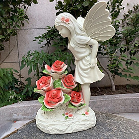 Garden Resin Angel Statue Solar Light Sculpture Home Garden Lawn Yard Art