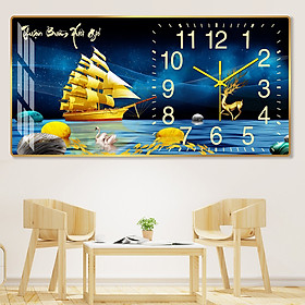 Mua (ẢNH THẬT) Tranh đồng hồ tráng gương thuận buồm xuôi gió tặng kèm đinh