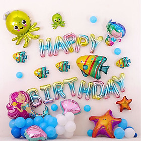 Bộ bong bóng trang trí sinh nhật nàng tiên cá Mermaid Birthday set balloon tcl15