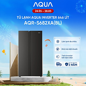 Tủ lạnh Aqua Inverter 646 lít AQR-S682XA(BL) - Bảo hành 2 năm - Freeship toàn quốc - Hàng chính hãng