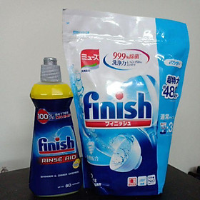 Chai nước làm bóng Finish 400 ml + túi bột rửa bát Finish 2.2 kg