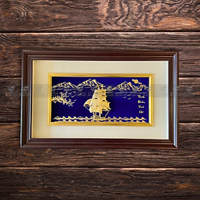 Mua Tranh thuyền buồm dát vàng 24k (40x65cm) MT Gold Art- Hàng chính hãng  trang trí nhà cửa  phòng làm việc  quà tặng sếp  đối tác  khách hàng  tân gia  khai trương