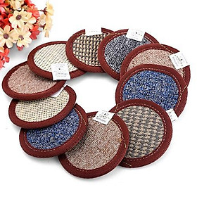 Mua Set 10 đế lót ly tròn vải nỉ dày 2 lớp chống trượt tiện lợi nhiều màu cao cấp