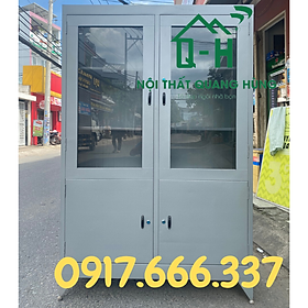 Mua TỦ HỒ SƠ KÍNH SƠN DẦU MÀU XÁM GHI DÀNH CHO VĂN PHÒNG 1M8X1M2X45CM