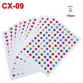 Bộ 10 tấm sticker hình ngôi sao nhiều màu 1080 ngôi sao