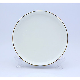 Đĩa tròn sứ cao cấp màu xanh viền vàng phong cách hiện đại cỡ 26cm SWISS 5316TL