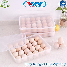 Hộp Đựng Trứng, Khay Đựng Trứng 24 Quả Có Nắp Đậy Nhựa Việt Nhật, Nắp Đậy Kín Bảo Quản Trứng Được An Toàn Và Lâu Hơn