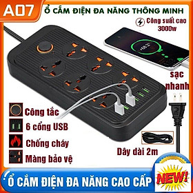 Mua Ổ điện đa năng thông minh 6 cổng sạc usb  6 rắc cắm nguồn 220V công suất chịu tải 3000w