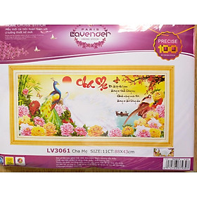 Mua Tranh thêu chữ thập cha mẹ chim công hoa mẫu đơn LV3061 - 88 x 43 cm - chưa thêu