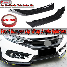 Carbon Fiber Look Front Bumper Lip Body Kit For Honda Civic 2016-2018