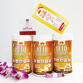 Combo 3 hộp Keto Collagen 500g [Chính Hãng] - Bữa ăn Keto hỗ trợ GIẢM CÂN SIÊU TIỆN LỢI cho người thực hành Keto và người muốn giảm cân - Giảm 3-7Kg/ 1 tháng [Tặng 1 Hộp Keto Detoxx giảm cân cấp tốc, 1 hộp Mặt nạ Saffron sữa ong chúa và 1 Thước dây]