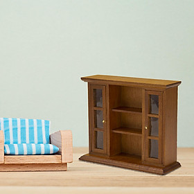 Miniature Dollhouse Shelf Bookshelf Accessory DIY Furniture Model Life Scenes Handcraft Storage Rack Display Cabinet for Children Xmas Gifts