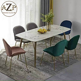 Mua Bàn Ghế Ăn Phong Cách Đương Đại Châu Âu - Xu Hướng Hiện Nay Cho Không Gian Hiện Đại - Chân Thép Mặt Đá - Hàng Nhập Khẩu AZP