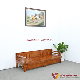 Giường Gấp Thành Ghế Sofa Có Hộc Kéo Gỗ Xoan Chạm Đồng Tiền Đẹp Giá Rẻ