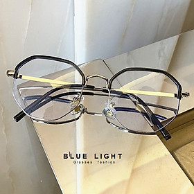 Gọng Kính Cận, Kính Giả Cận Nam Nữ Mắt Vuông Clubmaster Gọng Đen Viền Bạc Hàn Quốc - BLUE LIGHT SHOP