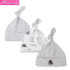 Mũ cotton Momscare mềm mịn cho bé set 3 mũ