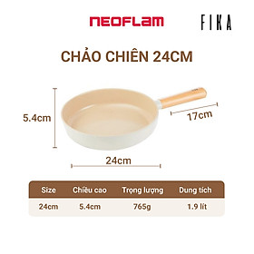 Mua  Hàng chính hãng  Chảo chiên  cạn chống dính bếp từ Fika Neoflam 24cm. thành cao 5 4cm  dài 41cm (bao gồm cán)  khối lượng 765g  phủ gốm chống dính cả trong  ngoài. Màu trắng ngà. Hàng có sẵn giao ngay.