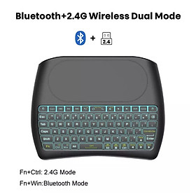 Bàn phím không dây 2.4G + Bluetooth D8 mini có đèn Led tích hợp bàn di chuột