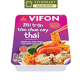 VIFON - Mì khay trộn Vifon hương vị Tôm chua cay Thái, Vifon Mì trộn Tôm chua cay Thái Vifon (90g/khay)