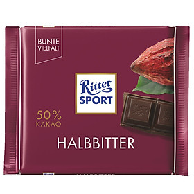 Combo 6 thanh Chocolate Ritter Sport Halbbitter vị đắng 100gr (50% Cacao)