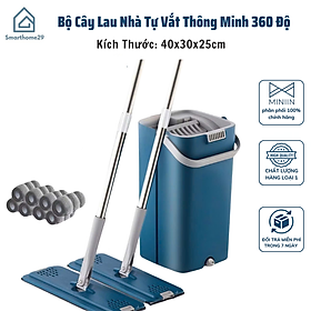 Mua Bộ Cây Lau Nhà tự vắt (1 Thùng + 2 Cây Lau + 8 Bông Lau)  Chổi Lau Nhà Tự Vắt Thông Minh Đầu Xoay 360 Độ tiện lợi - HÀNG CHÍNH HÃNG MINIIN