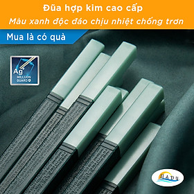 [10 Đôi] Đũa Ăn Cơm Cao Cấp Kiểu Nhật Bản Kháng Khuẩn Sợi Thủy Tinh Màu Xanh Bắc Âu Sang Trọng HADU