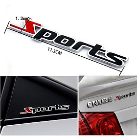 Logo nổi chữ SPORT kim loại trang trí ô tô, xe máy