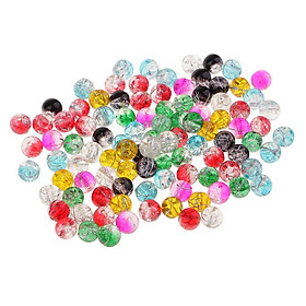 100PCS Mixed Color Czech Crackle Glass Round Beads Spacer Loose Findings 8mm